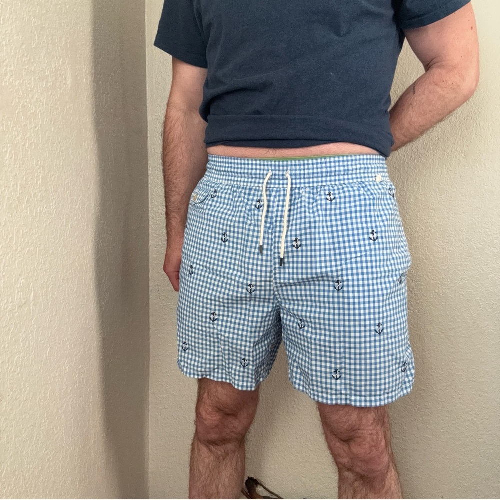 Polo Ralph Lauren Men's XL Blue Checkered Swim Shorts